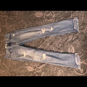 Light blue jeans mid rise skinny crop